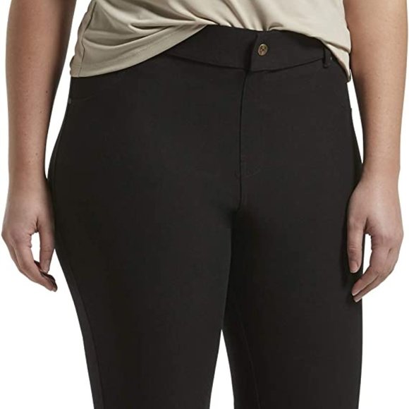 Sz 1X Hue Denim Capri Leggings w/ Ankle Slit Jeggings Black - Picture 3 of 3